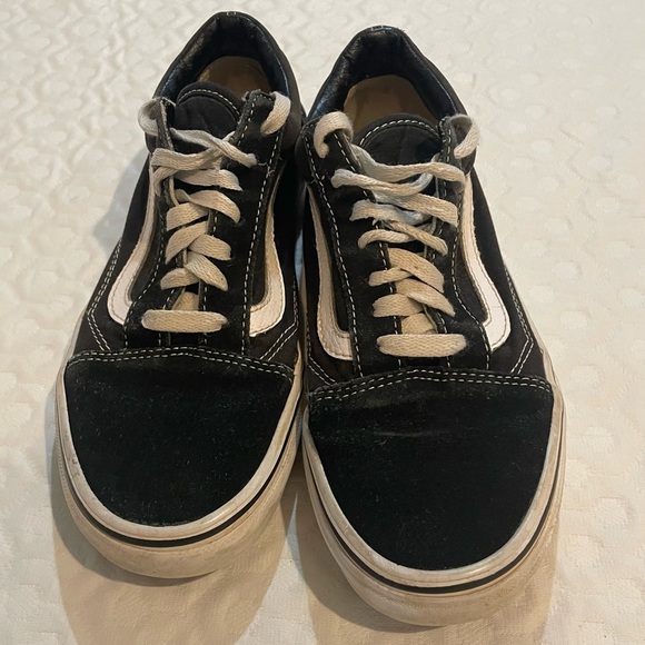 Vans Black Skate Shoes Off The Wall White Stripe Men’s 6 Women’s 7.5 Fair - Picture 2 of 10